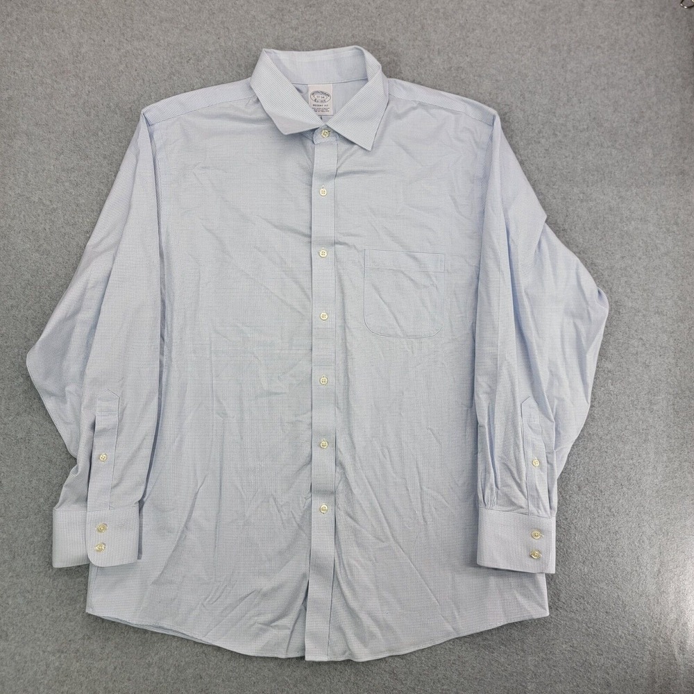 Brooks Brothers shirt mens 17-34 Regent Fit Non Iron Button Down Blue casual
